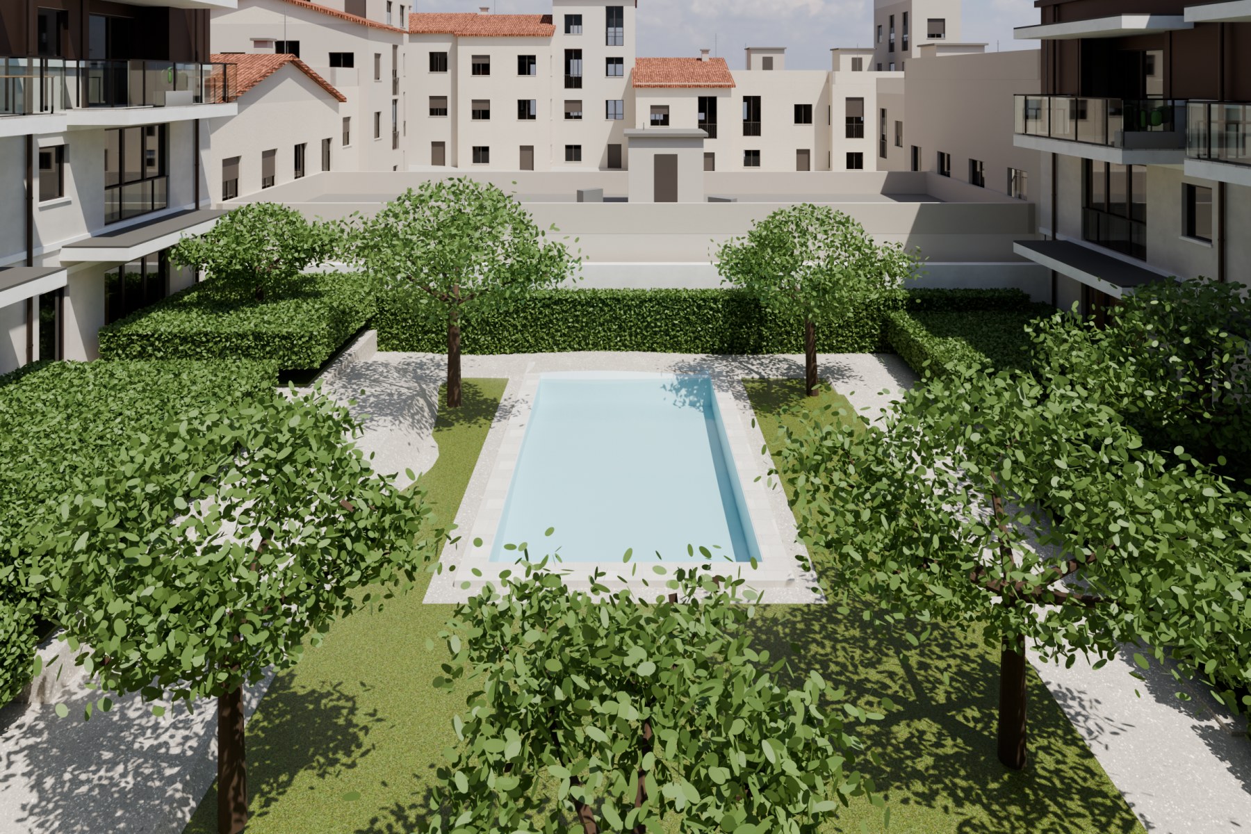 Patio interior con piscina